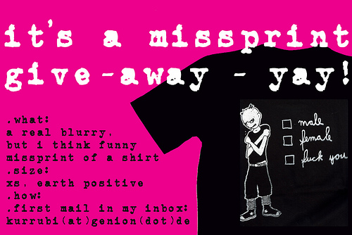 .free missprint give-away shirt.