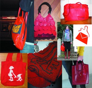 Collage an roten Taschen