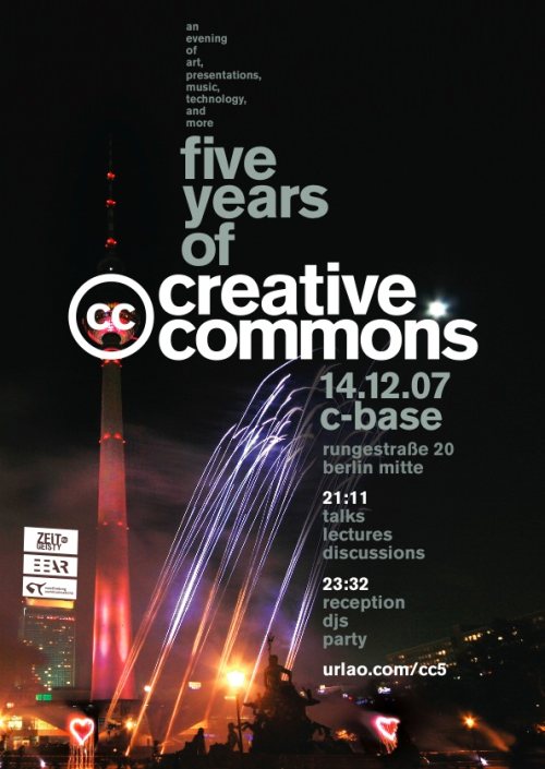 flyer zur party 5 jahre creative commons 